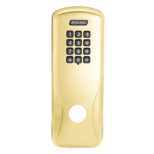 Schlage Electronics 47260707 605 CO Series Exterior Escutcheon Only for Cylindrical/Mortise Locks CO100 Keypad with Fasteners/O-Ring Bright Brass Finish 47260707 605