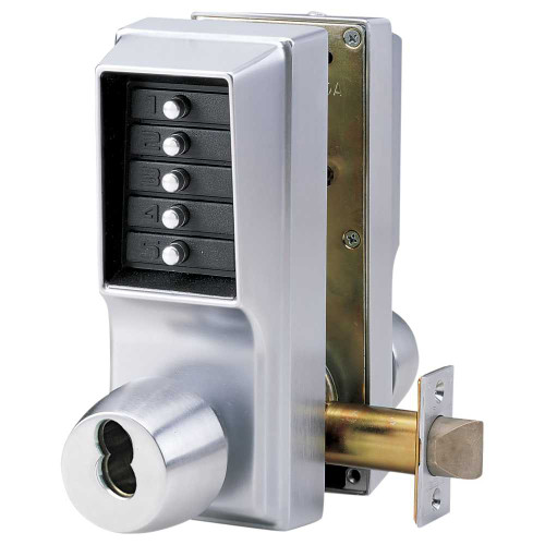 Kaba Simplex EE1021B/EE1021B-26D-41 Cylindrical Knob Lock Combination or Key Override Entry Combination or Key Override Exit 2-3/4 Backset 1/2 Throw Latch Satin Chrome EE1021B/EE1021B-26D-41