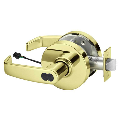 Sargent 2870-10G70-24V LL 3 Electrified Cylindrical Lock Fail Safe 24V LL Design SFIC Prep Less Core Bright Brass 2870-10G70-24V LL 3