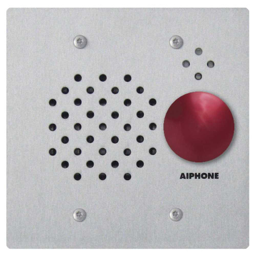Aiphone IE-SSR Flush Mount 2-Gang Audio Station w/Red Mushroom Button Weather Resistant Stainless Steel IE-SSR