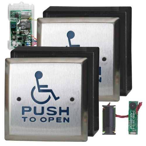 Camden USA CM-RFL464-SA Lazerpoint 915Mhz Switch Kit Contains 2 CM-46/4 4-1/2 Square Push Plate Switches 2 CM-43CBL Surface Boxes 2 CM-TX-9 Wall Switch Transmitter 1 CM-RX-90 Receiver CM-RFL464-SA