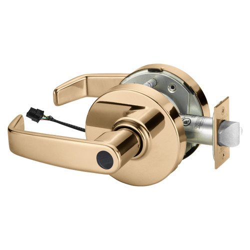 Sargent 28LC-10G70-12V LL 9 Electrified Cylindrical Lock Fail Safe 12V LL Design Less Cylinder Bright Bronze
