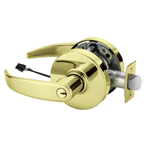 Sargent 28-10G70-24V LP 3 Electrified Cylindrical Lock Fail Safe 24V LP Design Bright Brass
