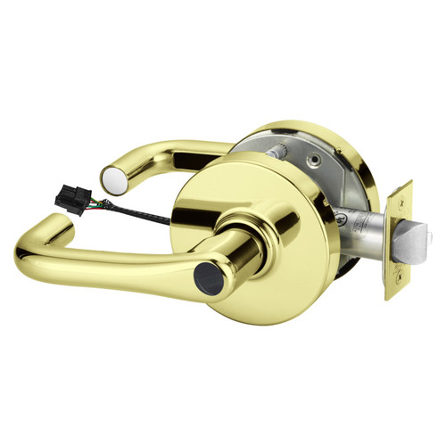 Sargent RX28LC-10G70-12V LJ 3 Electrified Cylindrical Lock Fail Safe 12V LJ Design Less Cylinder RX Switch Bright Brass