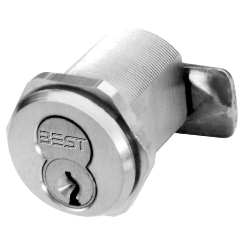 BEST 1ED7D4C228RP3626 Slabbed Direct Motion 1-15/32 Mortise Cylinder C228 Cabinet Cam With 1E-R2/1E-R5 Ring Package Satin Chrome Finish 1ED7D4C228RP3626