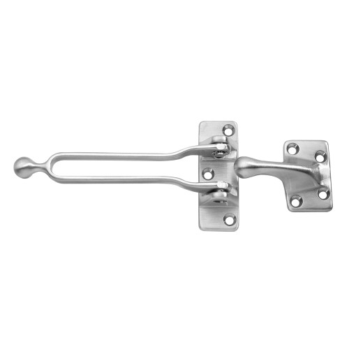 Rockwood 604 US15 Door Guard 1-1/16 by 2-9/16 Body Size 1-5/8 by 1-1/16 Strike Size Cast Brass Satin Nickel Plated Clear Coated Finish 604 US15