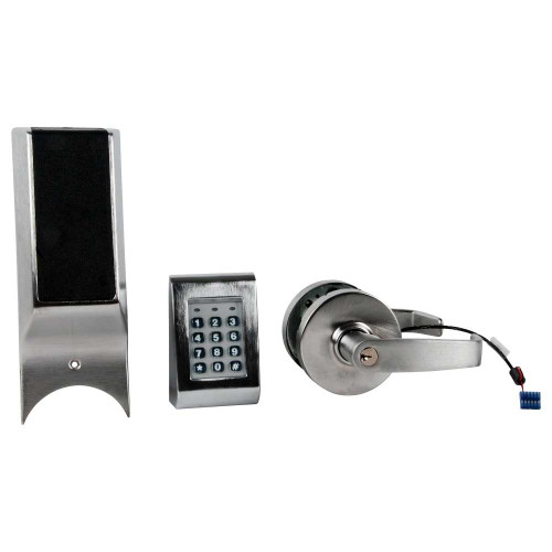 Sargent 28-KP10G77 LL 26D 10-Line Cylindrical Keypad Lock Storeroom L-Lever L-Lever Satin Chrome 28-KP10G77 LL 26D