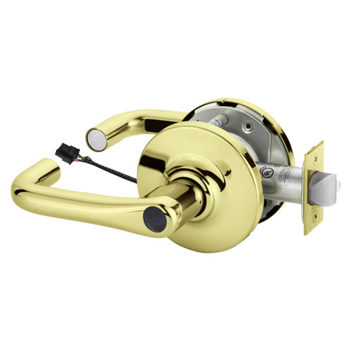 Sargent 28LC-10G71-12V GJ 3 Electrified Cylindrical Lock Fail Secure 12V GJ Design Less Cylinder Bright Brass