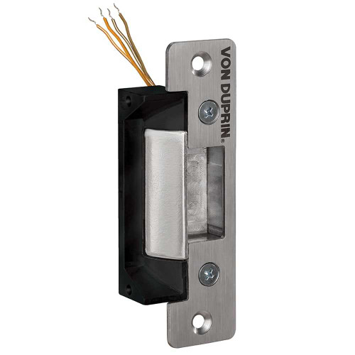 Von Duprin 4211 32D Electric Strike Field Selectable Fail Safe/Secure 12/24VDC 4-7/8 x 1-1/4 Faceplate For use with Cylindrical Locks on Single Doors Hollow Metal or Aluminum Frame Satin Stainless Steel Finish 4211 32D