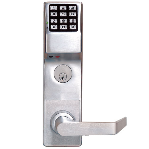 Alarm Lock ETDLS1G/26DY71 Pushbutton Exit Trim 2000 Users 40000 Event Audit Trail Weatherproof Straight Lever for Yale 7100 Satin Chrome