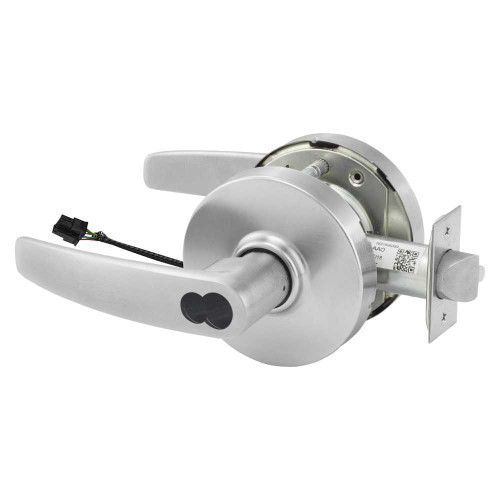 Sargent 60SG-10XG70 LB 26D Grade 1 Electrified Cylindrical Lock Fail Safe B Lever L Rose LFIC Prep Disposable Core Deadlatch Satin Chrome Antimicrobial Finish Non-Handed 60SG-10XG70 LB 26D
