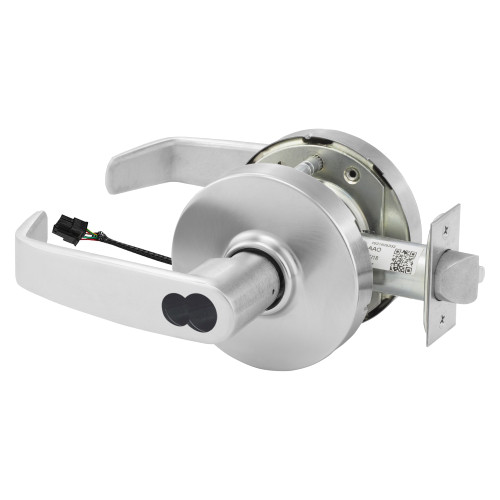 Sargent 2560RX-10XG71 LL 26D Grade 1 Electrified Cylindrical Lock Fail Secure L Lever L Rose LFIC Prep Disposable Core Deadlatch 5 Backset Request to Exit Satin Chrome Finish Non-Handed