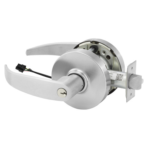 Sargent 25RXSCSG-10XG71 LP 26D Grade 1 Electrified Cylindrical Lock Fail Secure P Lever L Rose 6-Pin Cylinder Schlage C Keyway Deadlatch 5 Backset Request to Exit Satin Chrome Antimicrobial Finish Non-Handed