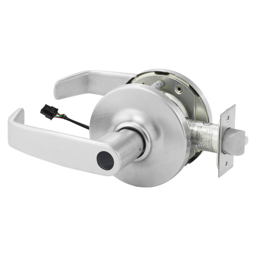 Sargent 25LCSG-10XG71 GL 26D Grade 1 Electrified Cylindrical Lock Fail Secure L Lever G Rose Less Cylinder Deadlatch 5 Backset Satin Chrome Antimicrobial Finish Non-Handed