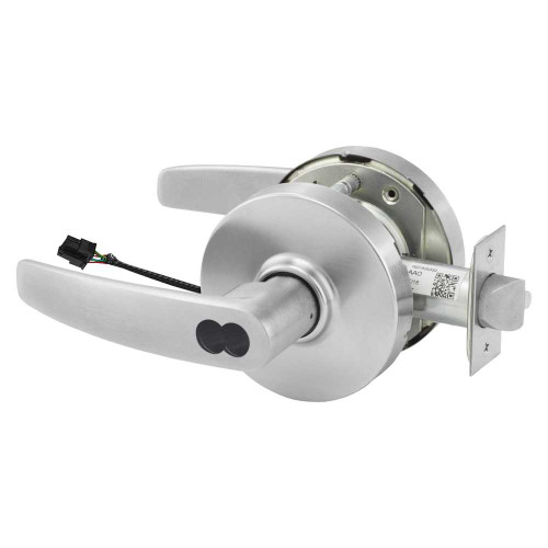Sargent 2570SG-10XG70 LB 26D Grade 1 Electrified Cylindrical Lock Fail Safe B Lever L Rose SFIC Prep Disposable Core Deadlatch 5 Backset Satin Chrome Antimicrobial Finish Non-Handed 2570SG-10XG70 LB 26D