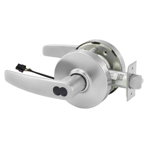 Sargent 2570SG-10XG71 LB 26D Grade 1 Electrified Cylindrical Lock Fail Secure B Lever L Rose SFIC Prep Disposable Core Deadlatch 5 Backset Satin Chrome Antimicrobial Finish Non-Handed