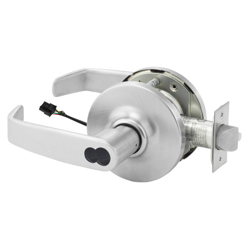 Sargent 2560RXSG-10XG71 GL 26D Grade 1 Electrified Cylindrical Lock Fail Secure L Lever G Rose LFIC Prep Disposable Core Deadlatch 5 Backset Request to Exit Satin Chrome Antimicrobial Finish Non-Handed