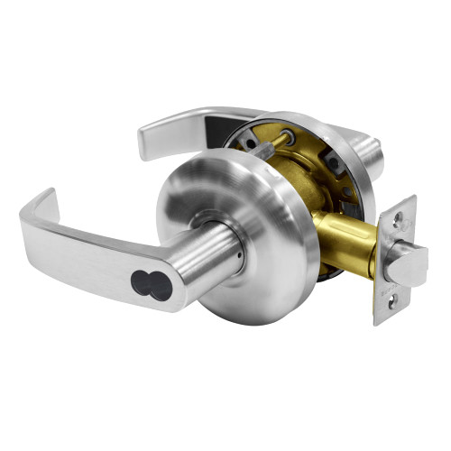 Sargent 2860-65G05 KL 26D Grade 2 Entrance/Office Cylindrical Lock L Lever LFIC Disposable Construction Core Satin Chrome Finish Non-handed