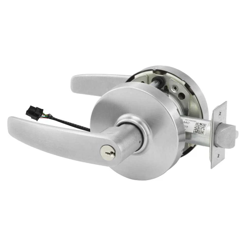 Sargent 23RX-10XG70 LB 26D Grade 1 Electrified Cylindrical Lock Fail Safe B Lever L Rose 6-Pin Cylinder Deadlatch Request to Exit 3-3/4 Backset Satin Chrome Finish Non-Handed 23RX-10XG70 LB 26D