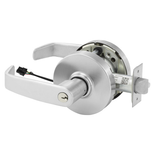 Sargent 25RX-10XG70 LL 26D Grade 1 Electrified Cylindrical Lock Fail Safe L Lever L Rose 6-Pin Cylinder Deadlatch 5 Backset Request to Exit Satin Chrome Finish Non-Handed