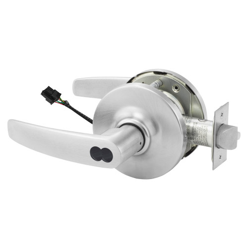 Sargent 2570RXSG-10XG71 GB 26D Grade 1 Electrified Cylindrical Lock Fail Secure B Lever G Rose SFIC Prep Disposable Core Deadlatch 5 Backset Request to Exit Satin Chrome Antimicrobial Finish Non-Handed