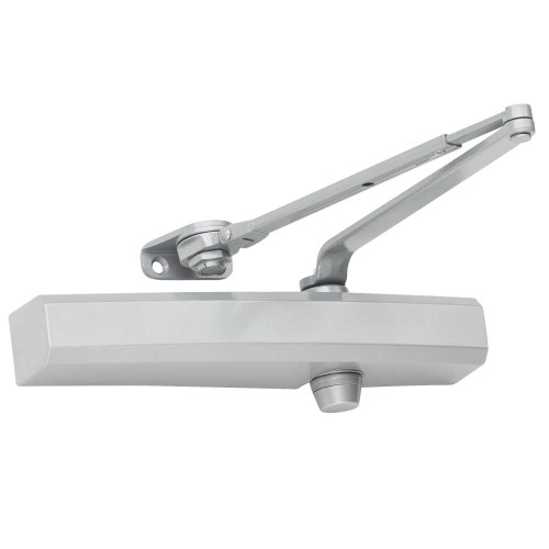 LCN 1450-Hw/PA 689 Grade 1 Cast Aluminum Surface Mount Closer Size 1-6 Adjustable Friction Hold Open Double Lever Arm with Parallel Bracket Non-Handed Slim Plastic Cover Aluminum Painted Finish 1450-Hw/PA 689