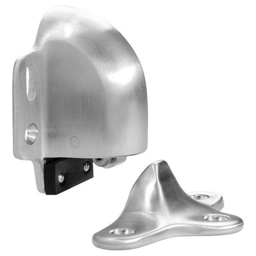 Rockwood 491 US26D Automatic Door Holder and Stop 1/2 In Clearance or less Door to Floor Floor Strike Plastic Anchor Fasteners Satin Chrome 491 US26D
