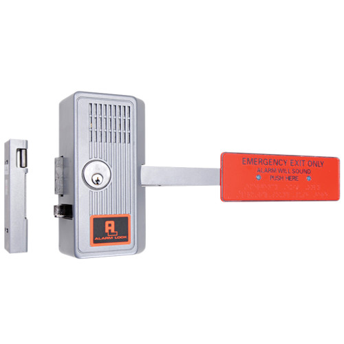 Alarm Lock 250WPXUS28 Sirenlock Panic Exit Alarm Paddle Weatherproof 2-Minute Alarm Cutoff or Manual Reset Aluminum
