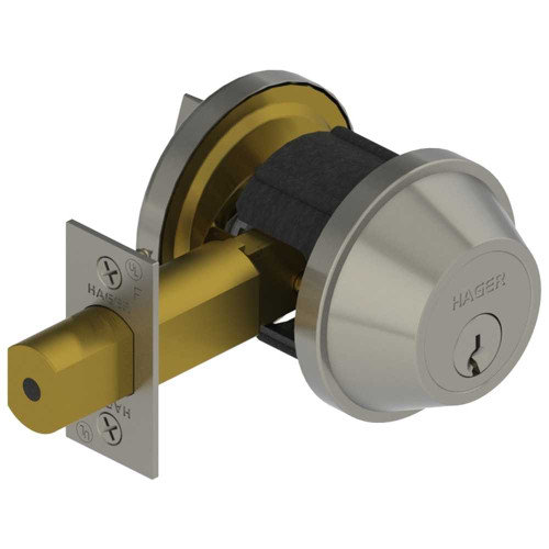Hager 3215 SCC US32D KD Grade 2 Cylinder x Thumbturn Deadbolt Conventional Cylinder Square Corner Strike Satin Chrome 3215 SCC US32D KD