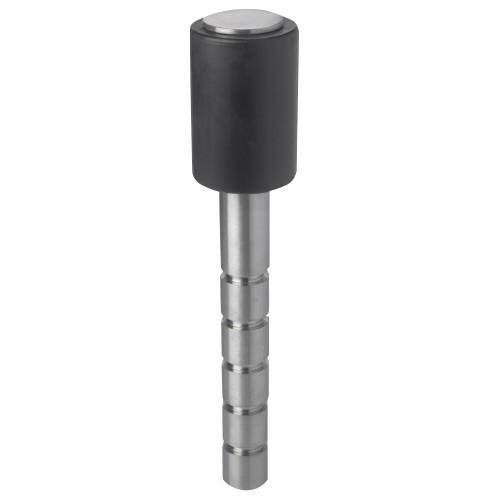 Rockwood 468-RKW Heavy Duty Door Stop Wrought Stainless Steel and Black Rubber Bumper No Exposed Fasteners Ideal for use in High Vandalism or Security Area Satin Stainless Steel Finish