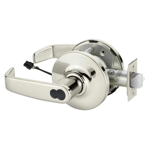 Sargent 60RX-10XG71 GL 14 Grade 1 Electrified Cylindrical Lock Fail Secure L Lever G Rose LFIC Prep Disposable Core Deadlatch Request to Exit Bright Nickel Plated Clear Coated Finish Non-Handed 60RX-10XG71 GL 14