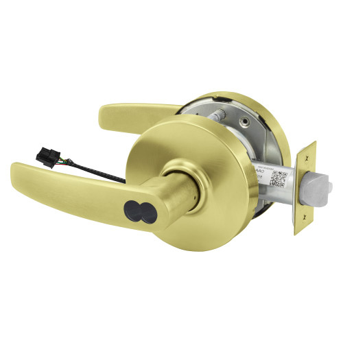 Sargent 70RX-10XG70 LB 4 Grade 1 Electrified Cylindrical Lock Fail Safe B Lever L Rose SFIC Prep Disposable Core Deadlatch Request to Exit Satin Brass Finish Non-Handed