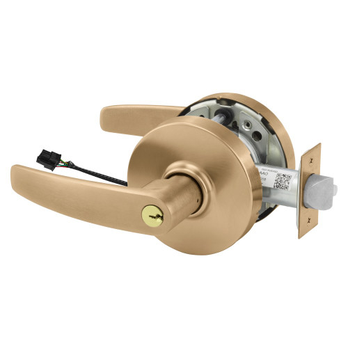 Sargent RX-10XG70 LB 10 Grade 1 Electrified Cylindrical Lock Fail Safe B Lever L Rose 6-Pin Cylinder Deadlatch Request to Exit Satin Bronze Finish Non-Handed