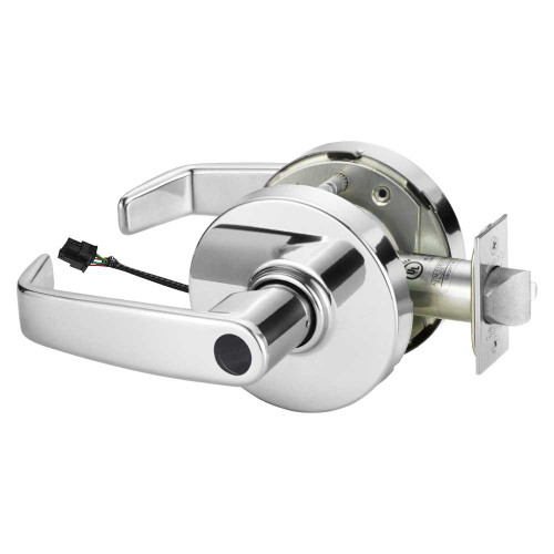 Sargent LC-10XG71 LL 26 Grade 1 Electrified Cylindrical Lock Fail Secure L Lever L Rose Less Cylinder Deadlatch Bright Chrome Finish Non-Handed LC-10XG71 LL 26
