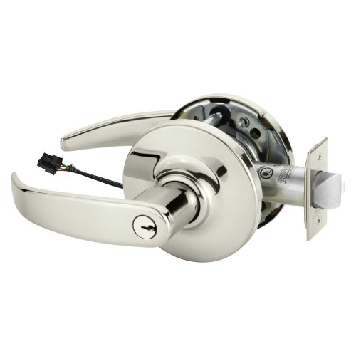 Sargent SC-10XG71 GP 14 Grade 1 Electrified Cylindrical Lock Fail Secure P Lever G Rose 6-Pin Cylinder Schlage C Keyway Deadlatch Bright Nickel Plated Clear Coated Finish Non-Handed SC-10XG71 GP 14
