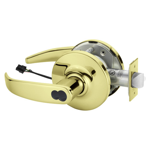 Sargent SF-10XG71 GP 3 Grade 1 Electrified Cylindrical Lock Fail Secure P Lever G Rose Schlage FSIC Prep Less Core Deadlatch Bright Brass Finish Non-Handed