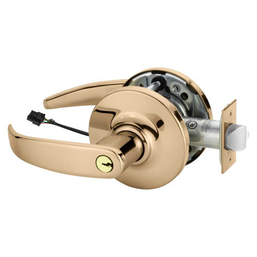 Sargent 10XG71 GP 9 Grade 1 Electrified Cylindrical Lock Fail Secure P Lever G Rose 6-Pin Cylinder Deadlatch Bright Bronze Clear Coated Finish Non-Handed 10XG71 GP 9