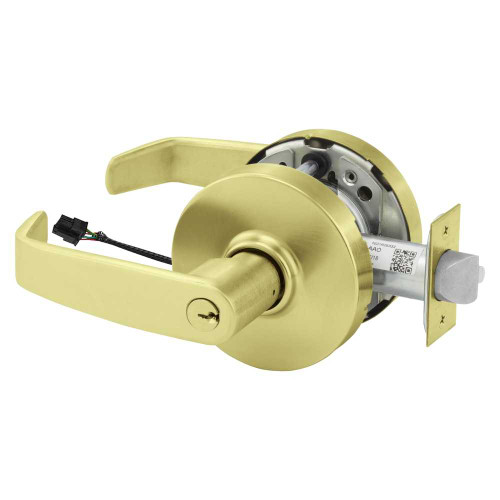 Sargent 10XG71 LL 4 Grade 1 Electrified Cylindrical Lock Fail Secure L Lever L Rose 6-Pin Cylinder Deadlatch Satin Brass Finish Non-Handed 10XG71 LL 4