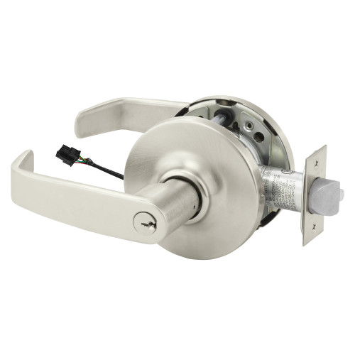 Sargent 10XG71 GL 15 Grade 1 Electrified Cylindrical Lock Fail Secure L Lever G Rose 6-Pin Cylinder Deadlatch Satin Nickel Plated Clear Coated Finish Non-Handed