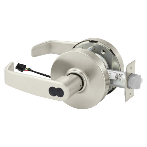 Sargent 70RX-10XG71 LL 15 Grade 1 Electrified Cylindrical Lock Fail Secure L Lever L Rose SFIC Prep Disposable Core Deadlatch Request to Exit Satin Nickel Plated Clear Coated Finish Non-Handed