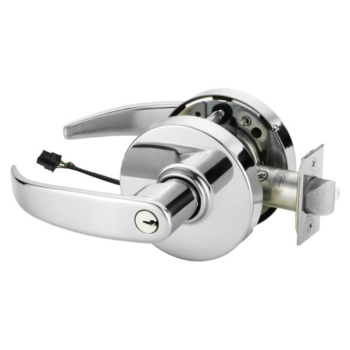 Sargent RX-10XG71 LP 26 Grade 1 Electrified Cylindrical Lock Fail Secure P Lever L Rose 6-Pin Cylinder Deadlatch Request to Exit Bright Chrome Finish Non-Handed RX-10XG71 LP 26