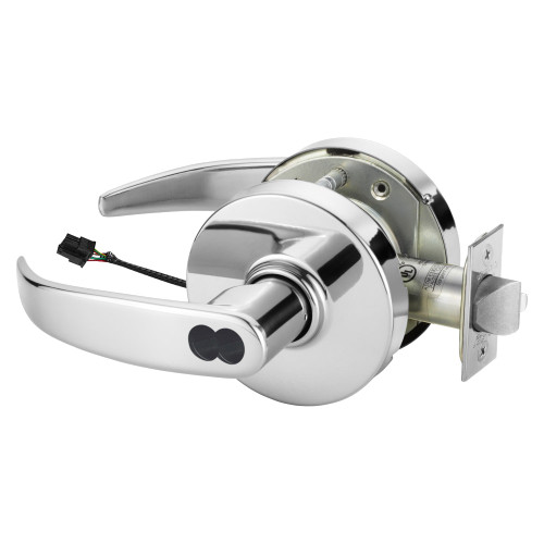 Sargent 2570-10XG71 LP 26 Grade 1 Electrified Cylindrical Lock Fail Secure P Lever L Rose SFIC Prep Disposable Core Deadlatch 5 Backset Bright Chrome Finish Non-Handed