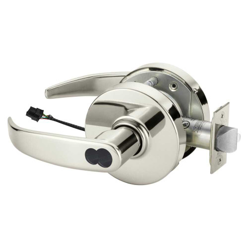 Sargent 2360-10XG71 LP 14 Grade 1 Electrified Cylindrical Lock Fail Secure P Lever L Rose LFIC Prep Disposable Core Deadlatch 3-3/4 Backset Bright Nickel Plated Clear Coated Finish Non-Handed 2360-10XG71 LP 14
