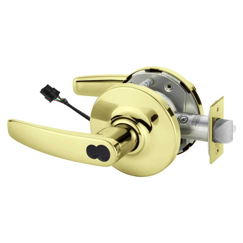 Sargent 2360-10XG70 GB 3 Grade 1 Electrified Cylindrical Lock Fail Safe B Lever G Rose LFIC Prep Disposable Core Deadlatch 3-3/4 Backset Bright Brass Finish Non-Handed 2360-10XG70 GB 3