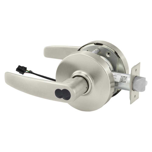 Sargent 2560RX-10XG71 LB 15 Grade 1 Electrified Cylindrical Lock Fail Secure B Lever L Rose LFIC Prep Disposable Core Deadlatch 5 Backset Request to Exit Satin Nickel Plated Clear Coated Finish Non-Handed 2560RX-10XG71 LB 15