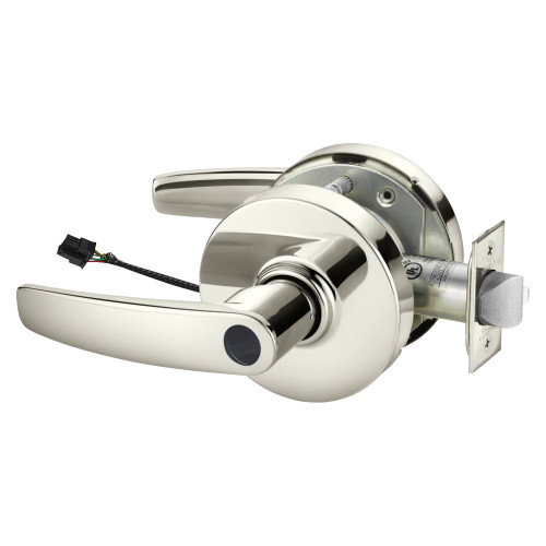 Sargent 23LCRX-10XG71 LB 14 Grade 1 Electrified Cylindrical Lock Fail Secure B Lever L Rose Less Cylinder Deadlatch Request to Exit 3-3/4 Backset Bright Nickel Plated Clear Coated Finish Non-Handed