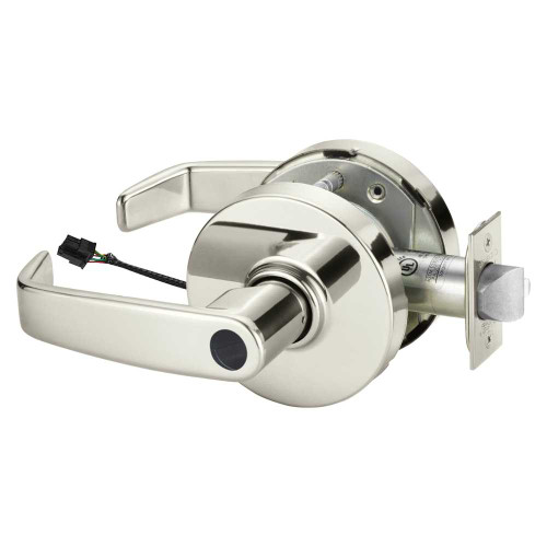 Sargent 23LC-10XG71 LL 14 Grade 1 Electrified Cylindrical Lock Fail Secure L Lever L Rose Less Cylinder Deadlatch 3-3/4 Backset Bright Nickel Plated Clear Coated Finish Non-Handed 23LC-10XG71 LL 14