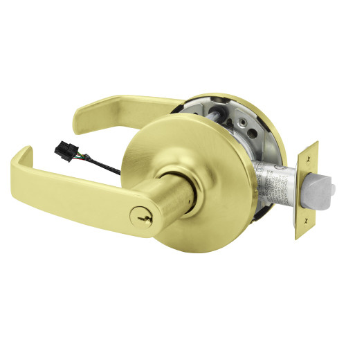 Sargent 25-10XG71 GL 4 Grade 1 Electrified Cylindrical Lock Fail Secure L Lever G Rose 6-Pin Cylinder Deadlatch 5 Backset Satin Brass Finish Non-Handed