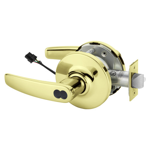 Sargent 2570-10XG70 GB 3 Grade 1 Electrified Cylindrical Lock Fail Safe B Lever G Rose SFIC Prep Disposable Core Deadlatch 5 Backset Bright Brass Finish Non-Handed