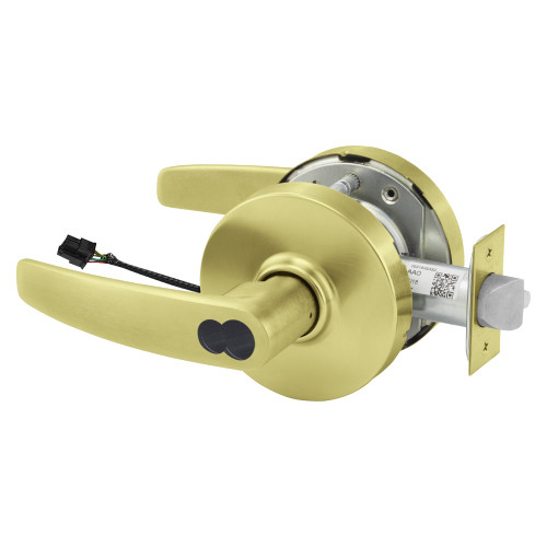 Sargent 2560-10XG71 LB 4 Grade 1 Electrified Cylindrical Lock Fail Secure B Lever L Rose LFIC Prep Disposable Core Deadlatch 5 Backset Satin Brass Finish Non-Handed